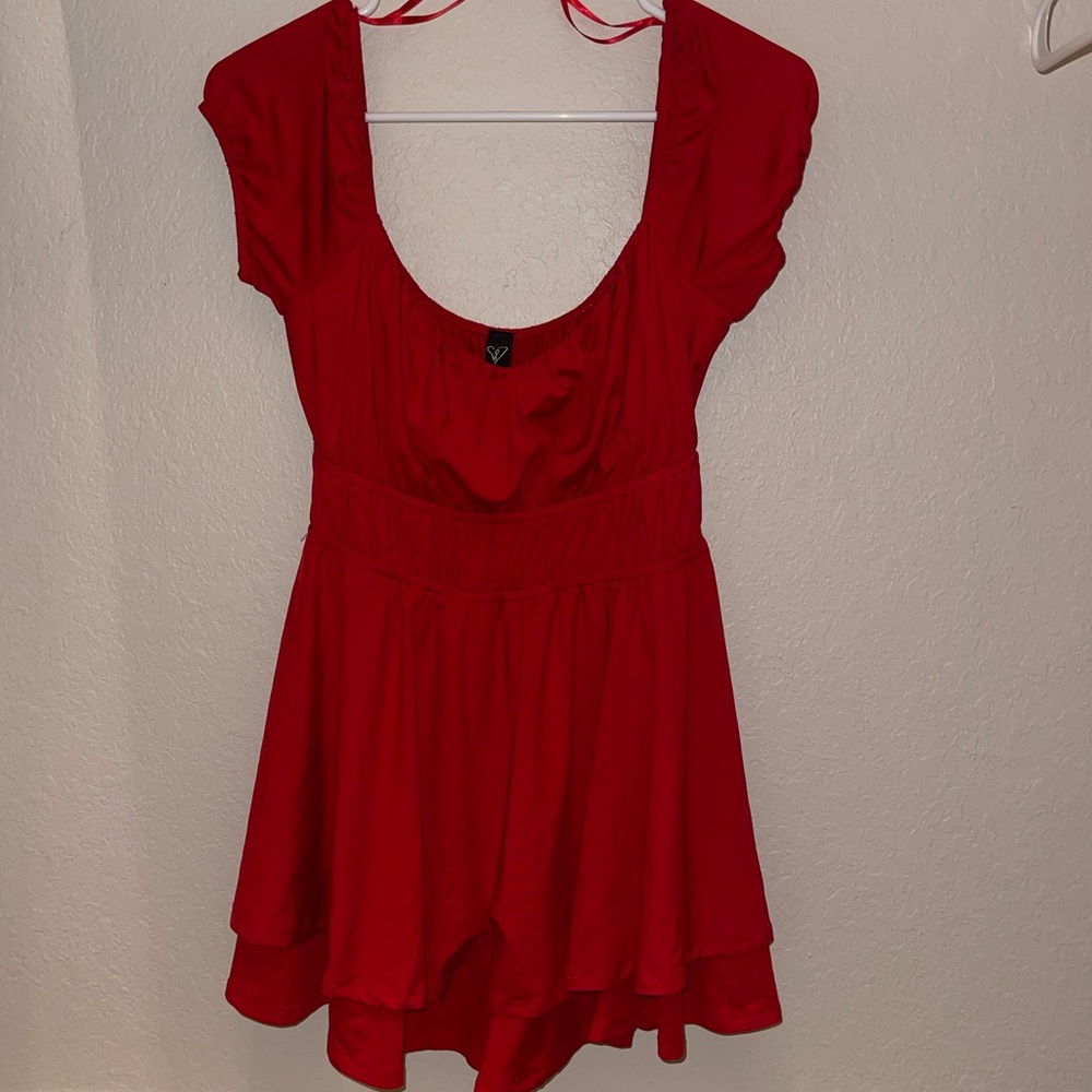 Windsor Ruched Red Romper size large